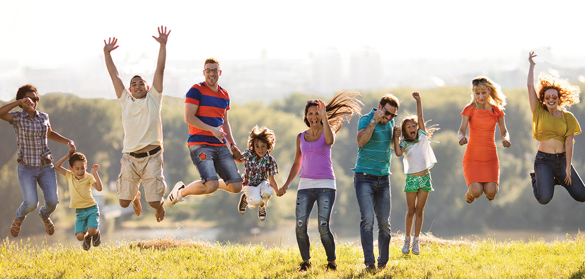 Happy New Jersey residents jump for joy at Advantage Oil's spring specials.